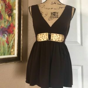 XOXO Brown & Gold Sleeveless Top